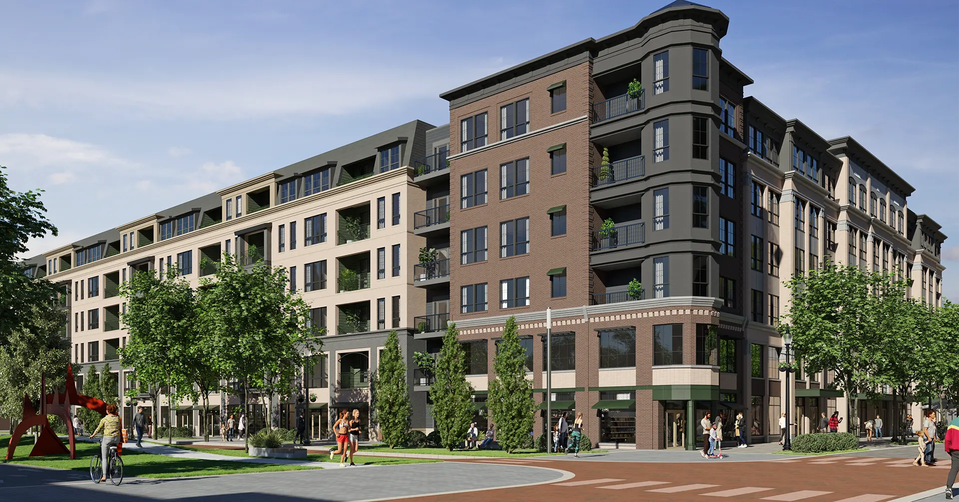 exterior rendering of Monon Square Apartments