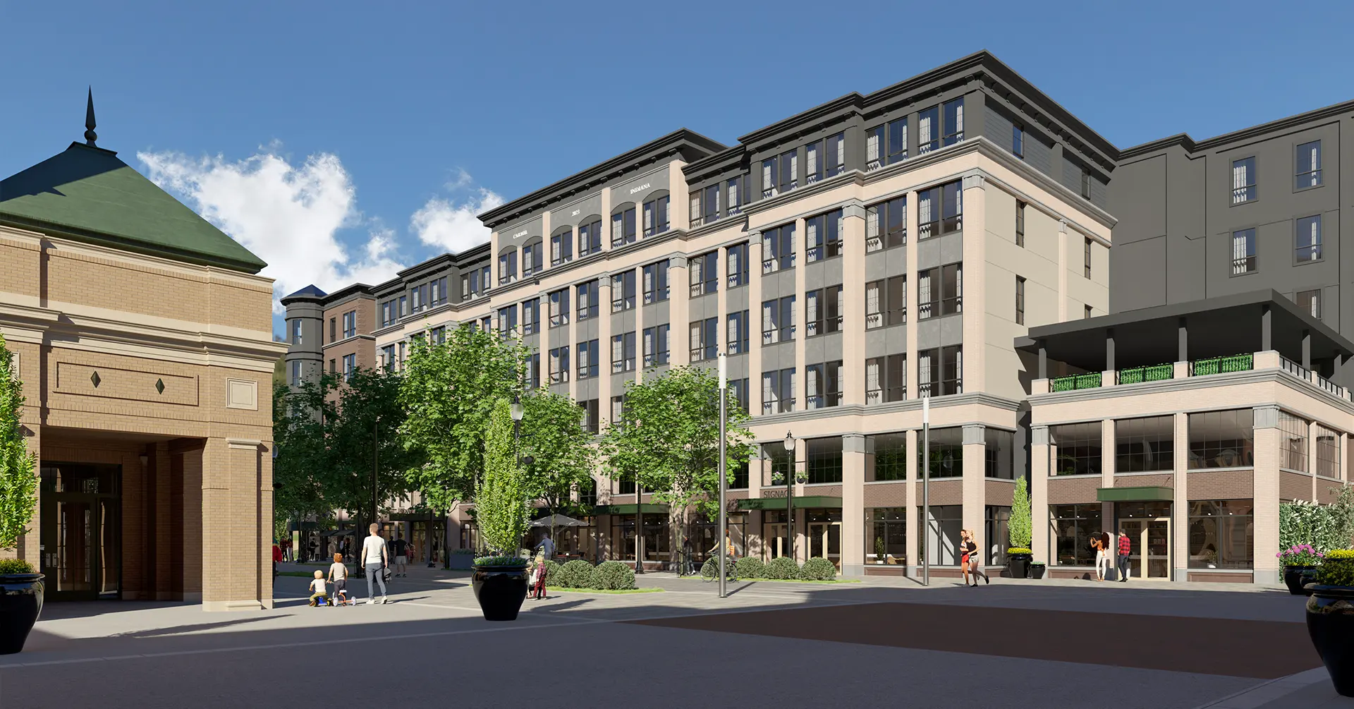 exterior rendering of Monon Square Apartments