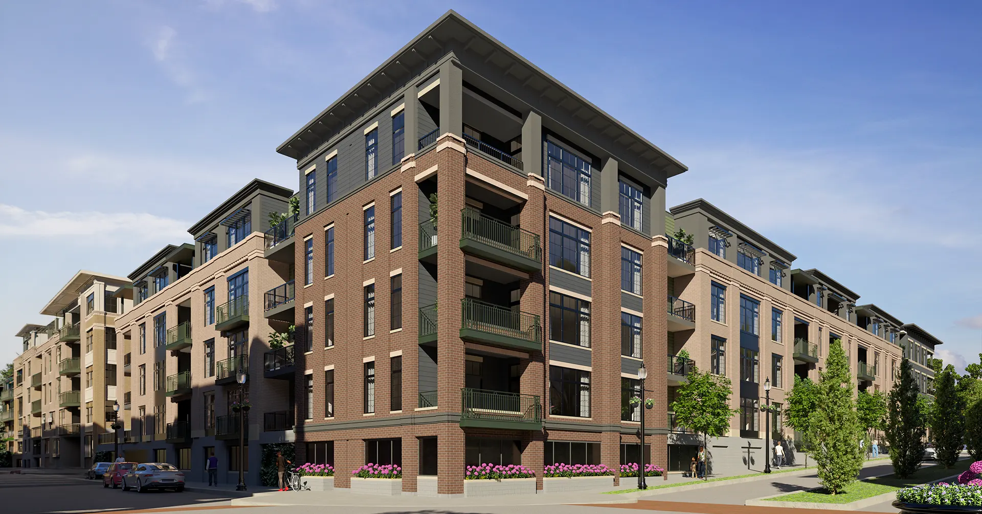 exterior rendering of Monon Square Apartments