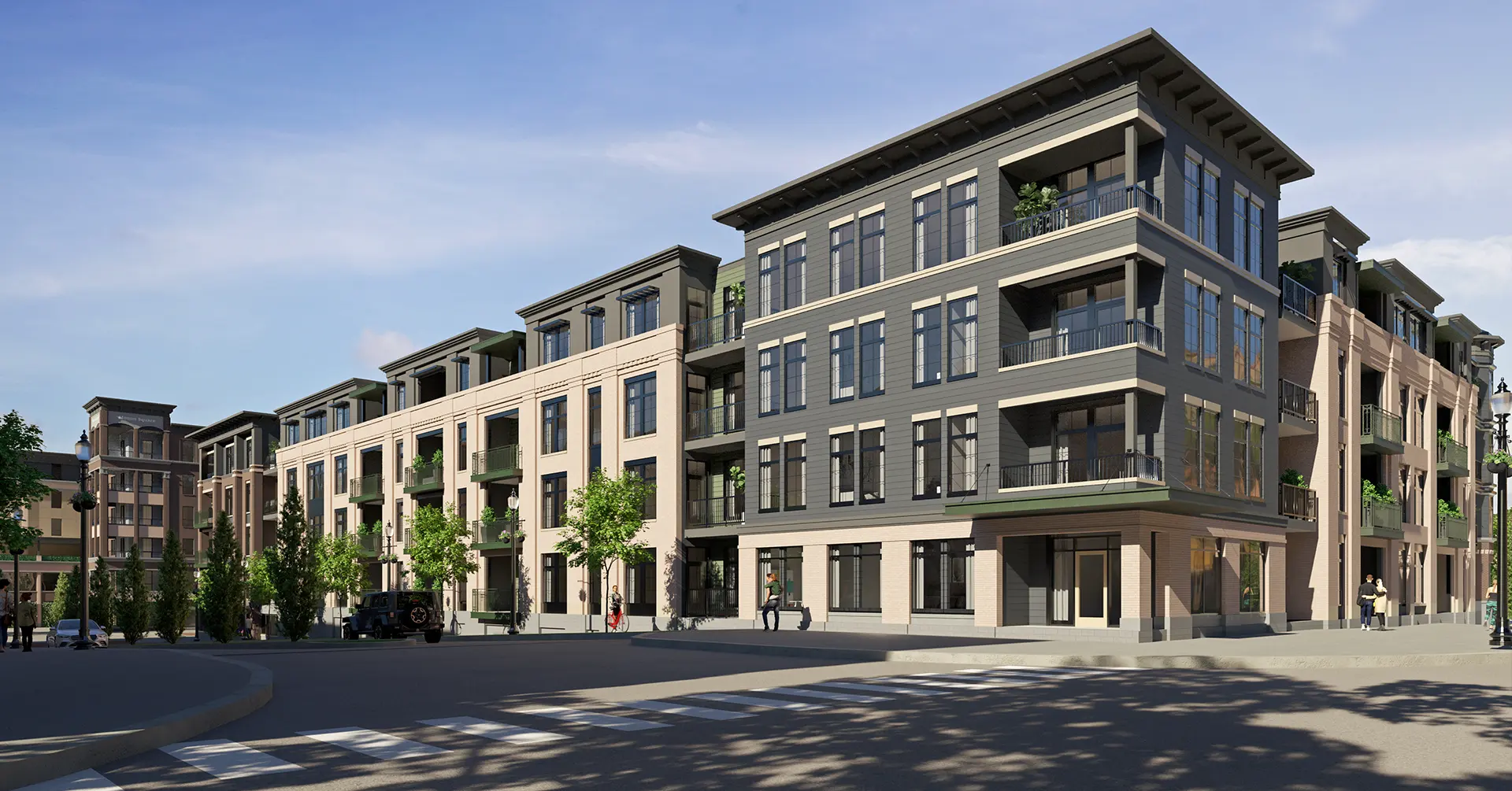 exterior rendering of Monon Square Apartments