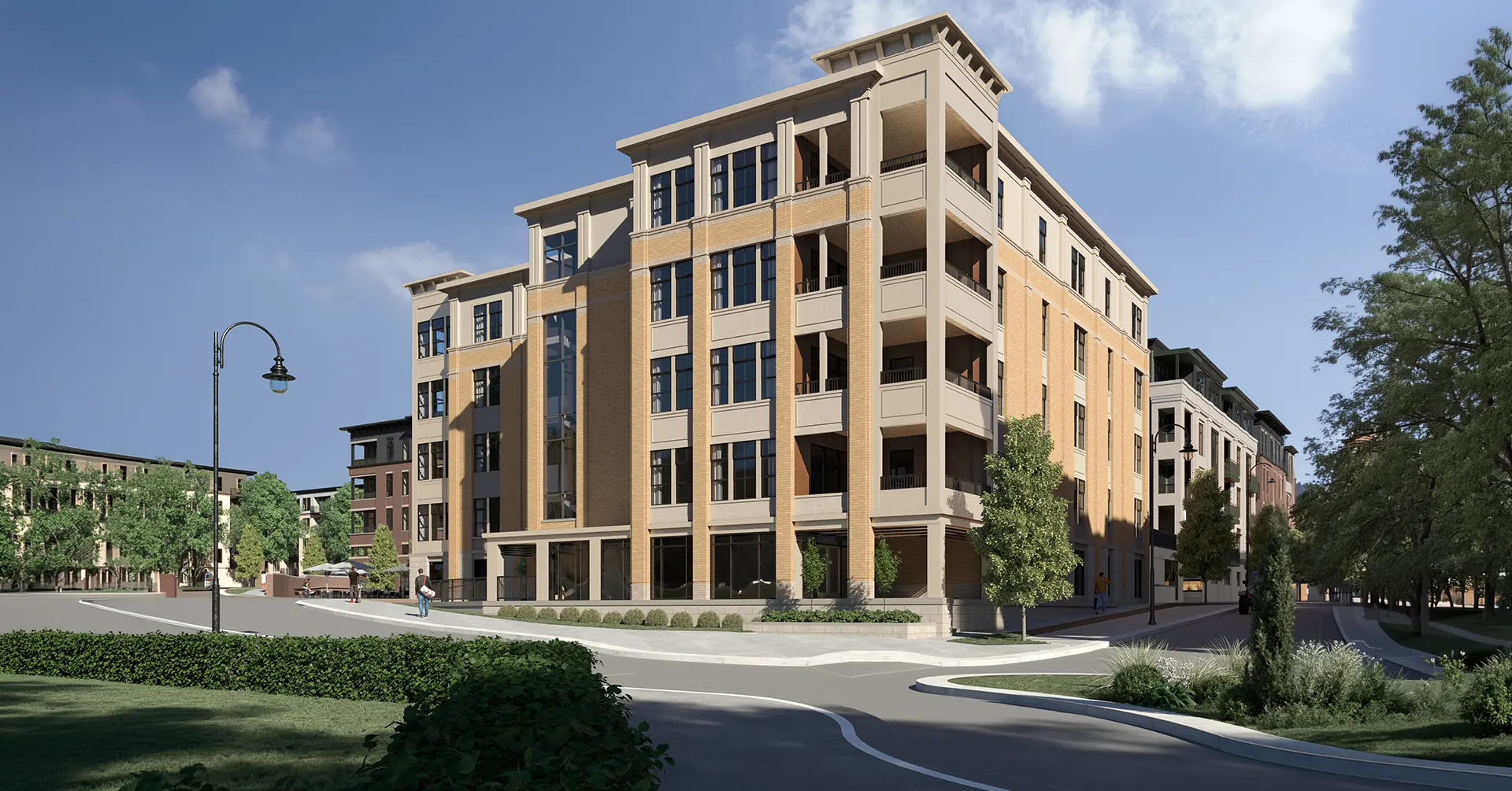 exterior rendering of Monon Square Apartments