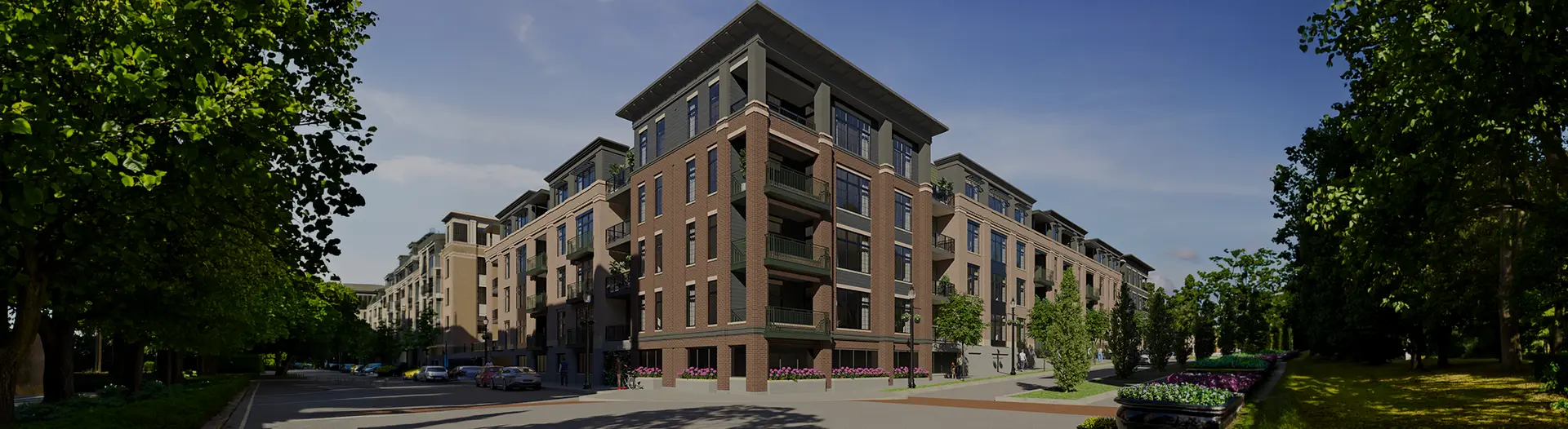 Monon Square in Carmel exterior of apartment building
