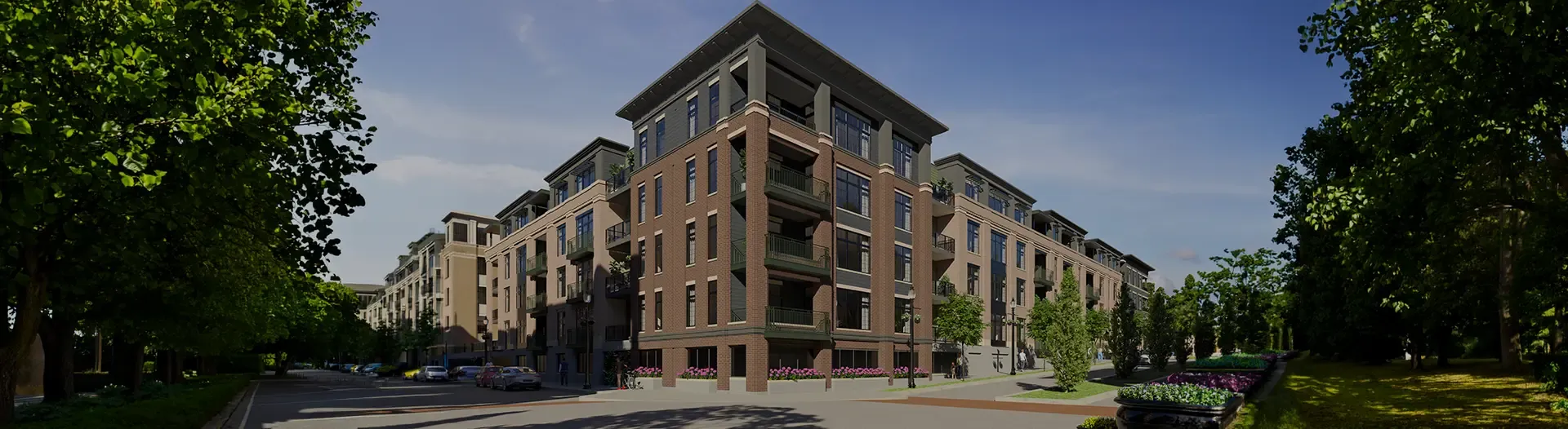 Monon Square in Carmel exterior of apartment building